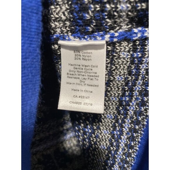 Talbots 1/4 zip Sweater Women's SIZE Medium P Blue & White Fair Isle Snowflake - Picture 4 of 4